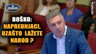 Skupština- Boško ućutkao naprednjake: Zašto niste u zatvoru? Mislite da je normalno da ste slobodni?