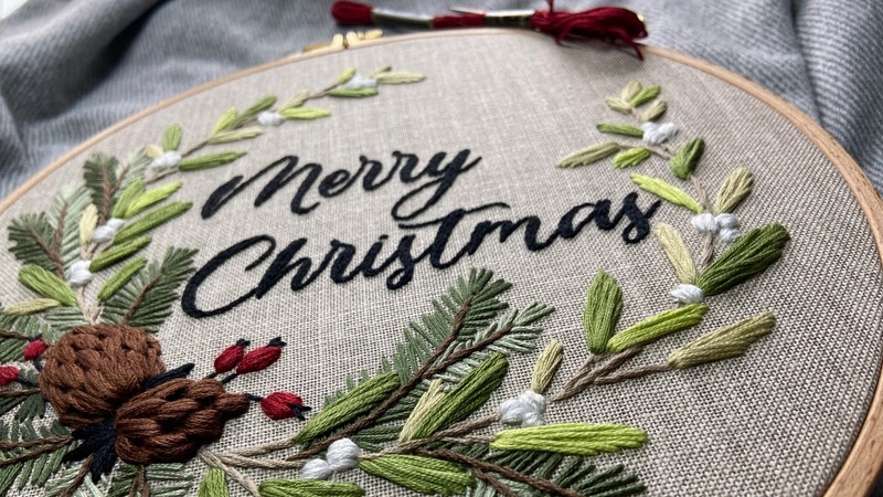 embroidery pattern, winter pattern number 1, beginner friendly, 25cm