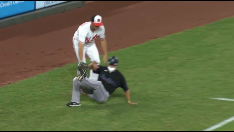 Wade Le Blanc runs over third base coach, throws pick offs and balks, a
