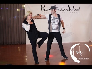Jordan Frisbee & Tatiana Mollmann- Free Style West Coast Swing demo - 2015 Korea Westie Weekend