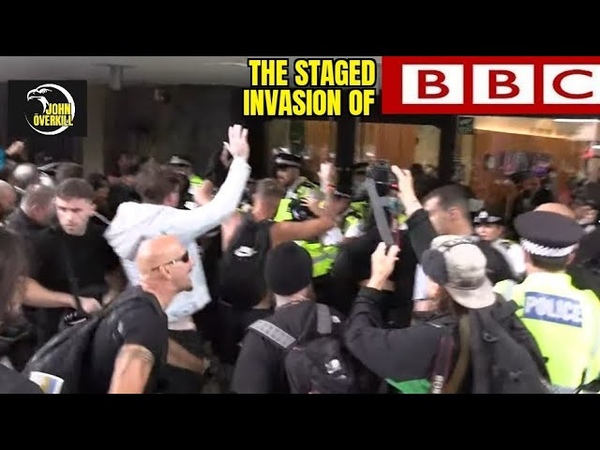 Staged, invasion of, BBC Part 1 Actor Pushes Female Cop Actor, live, london, protest,