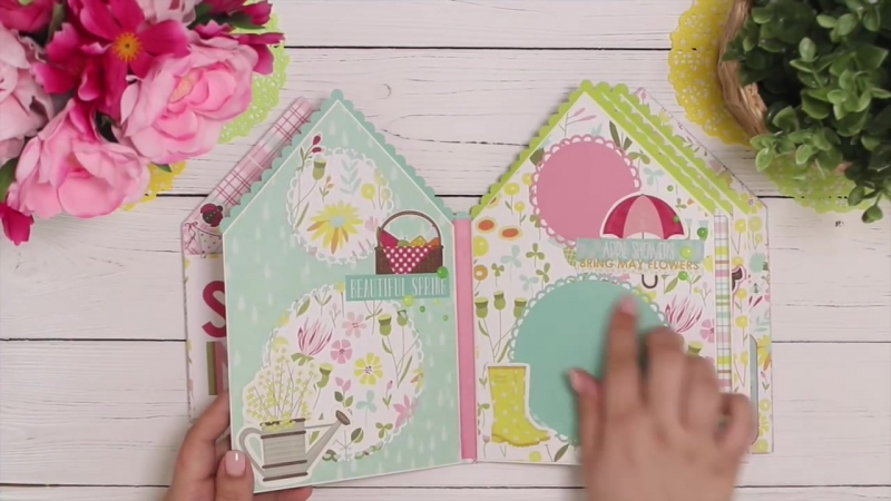 DT SCRAPBUMAZHKA альбом скворечник домик Birdhouse mini album PHOTOPLAY paper