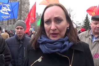 Наталья Пелевина на митинге дальнобойщиков
