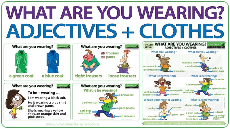Clothes: What are you wearing I am wearing adjectives +