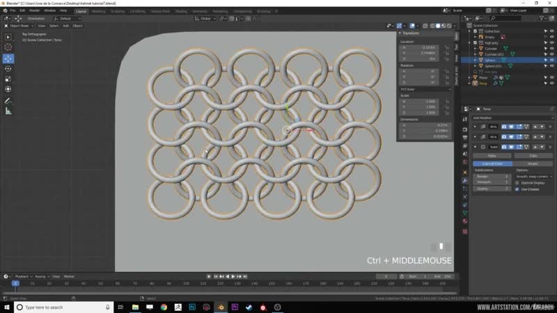 88 Viking helmet Modeling the rings of the chain